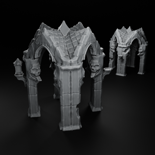Gothic Skull Gazebo — Grimdark Ritual Shrine